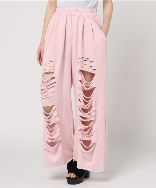 WEGO(ウィゴー)の「WEGO/ヘビークラッシュスウェットワイドパンツ(その他パンツ・レディース・杢グレー/サックスブルー/ライトピンク/ブラック・FREE)」の21枚目の写真