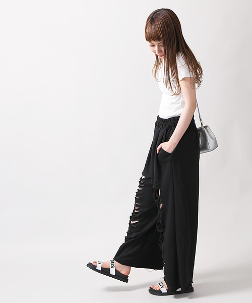 WEGO(ウィゴー)の「WEGO/ヘビークラッシュスウェットワイドパンツ(その他パンツ・レディース・杢グレー/サックスブルー/ライトピンク/ブラック・FREE)」の13枚目の写真