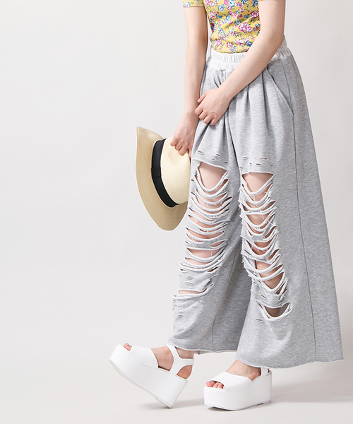 WEGO(ウィゴー)の「WEGO/ヘビークラッシュスウェットワイドパンツ(その他パンツ・レディース・杢グレー/サックスブルー/ライトピンク/ブラック・FREE)」の17枚目の写真