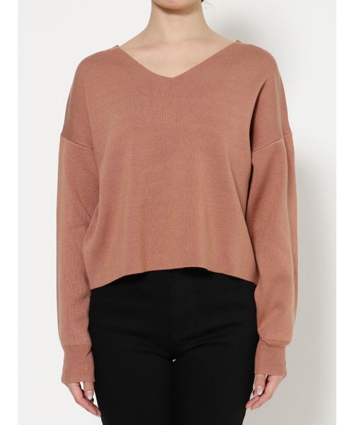 MURUA（ムルーア）の「ルーズVネックニット（ニット/セーター・レディース・ホワイト/ブラック/オレンジ/グリーン/パープル/ライトブルー/ピンク/グレー/カーキ/キャメル・FREE）」の13枚目の写真