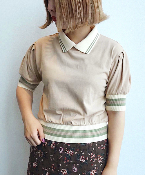 apres jour（アプレジュール）の「カラーリブポロPO【ZOZOTOWN限定アイテム】（Tシャツ/カットソー・レディース・ブラック/ベージュ/モカ・フリー）」の5枚目の写真