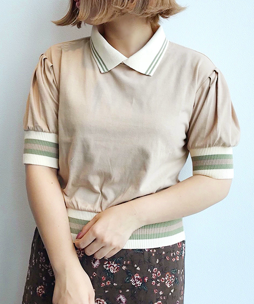 apres jour（アプレジュール）の「カラーリブポロPO【ZOZOTOWN限定アイテム】（Tシャツ/カットソー・レディース・ブラック/ベージュ/モカ・フリー）」の6枚目の写真