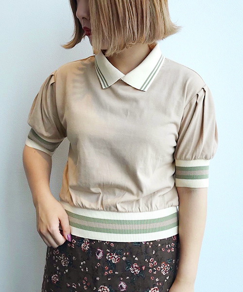 apres jour（アプレジュール）の「カラーリブポロPO【ZOZOTOWN限定アイテム】（Tシャツ/カットソー・レディース・ブラック/ベージュ/モカ・フリー）」の7枚目の写真