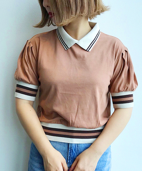 apres jour（アプレジュール）の「カラーリブポロPO【ZOZOTOWN限定アイテム】（Tシャツ/カットソー・レディース・ブラック/ベージュ/モカ・フリー）」の8枚目の写真