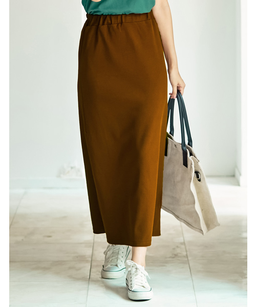 Re:EDIT（リエディ）の「リブカットソートラペーズセミタイトスカート（スカート・レディース・ブラック/ベージュ/パープル/ブラウン/グリーン・MEDIUM/LARGE）」の3枚目の写真