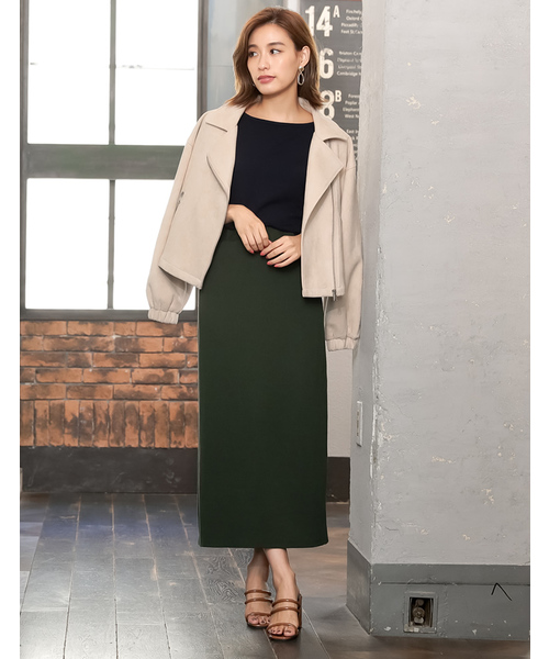 Re:EDIT（リエディ）の「リブカットソートラペーズセミタイトスカート（スカート・レディース・ブラック/ベージュ/パープル/ブラウン/グリーン・MEDIUM/LARGE）」の11枚目の写真