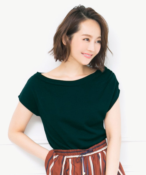 KOBE LETTUCE（コウベレタス）の「オフショルダーリネンタッチニットトップス＊レディース[C3373]神戸レタス（ニット/セーター・レディース・ブラック/ブラウン/モスグリーン・FREE）」の3枚目の写真
