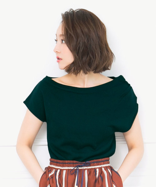 KOBE LETTUCE（コウベレタス）の「オフショルダーリネンタッチニットトップス＊レディース[C3373]神戸レタス（ニット/セーター・レディース・ブラック/ブラウン/モスグリーン・FREE）」の16枚目の写真