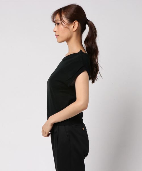 KOBE LETTUCE（コウベレタス）の「オフショルダーリネンタッチニットトップス＊レディース[C3373]神戸レタス（ニット/セーター・レディース・ブラック/ブラウン/モスグリーン・FREE）」の4枚目の写真