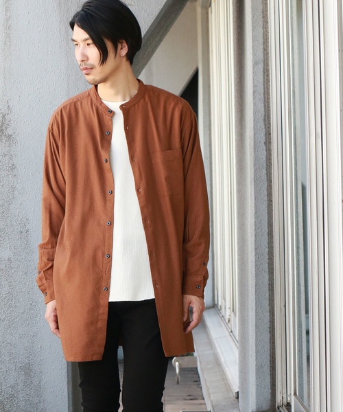 Confirm（コンファーム）の「Confirm / コンファーム 長袖バンドカラーシャツ（シャツ/ブラウス・メンズ・ブラック/ブラウン・L/M）」の2枚目の写真