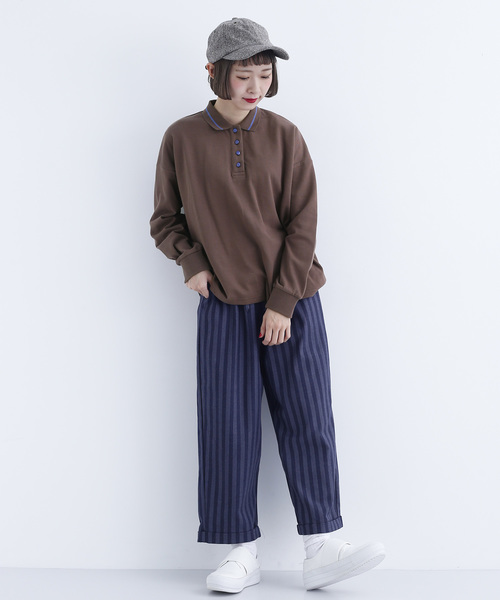 MERLOT（メルロー）の「配色ボタン長袖ポロシャツ1818（ポロシャツ・レディース・ホワイト/レッド/ブラウン/ブラック・FREE）」の15枚目の写真