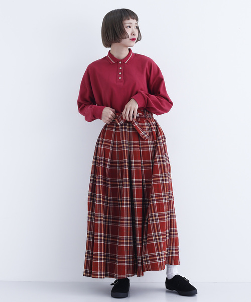 MERLOT（メルロー）の「配色ボタン長袖ポロシャツ1818（ポロシャツ・レディース・ホワイト/レッド/ブラウン/ブラック・FREE）」の18枚目の写真