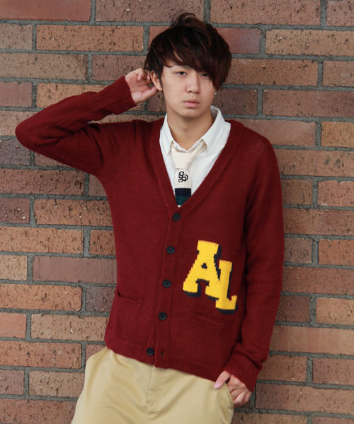 WEGO（ウィゴー）の「WEGO/レタードカーディガン（カーディガン/ボレロ・メンズ・ホワイト/ネイビー/イエロー/ケリー/ワイン・MEDIUM/LARGE）」の5枚目の写真