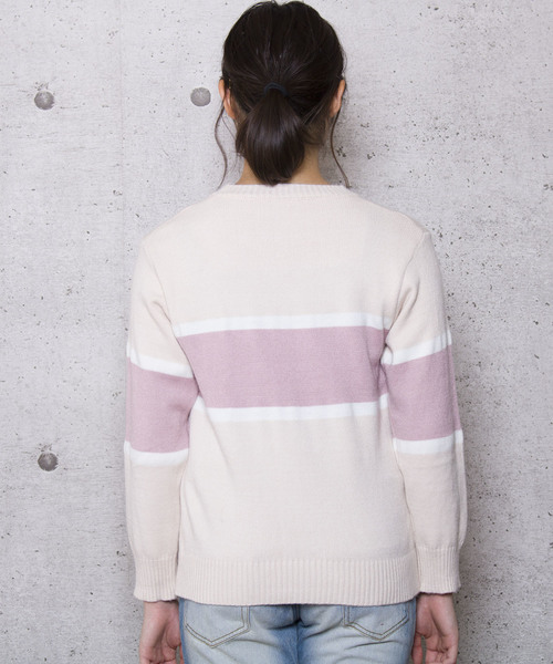 LUGG NAGG(ラグナグ)の「【Jewelobe/ ジュエローブ】ライン配色 ニットトップス(ニット/セーター・レディース・ホワイト/ベージュ/ピンク/ブルー・FREE)」の13枚目の写真