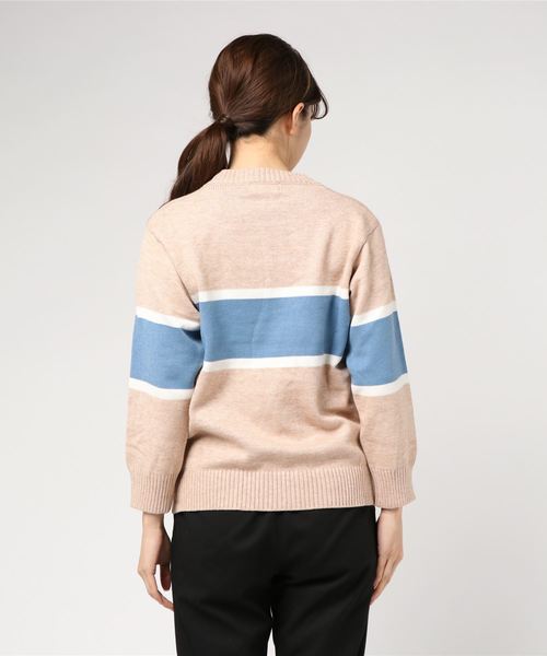 LUGG NAGG(ラグナグ)の「【Jewelobe/ ジュエローブ】ライン配色 ニットトップス(ニット/セーター・レディース・ホワイト/ベージュ/ピンク/ブルー・FREE)」の12枚目の写真