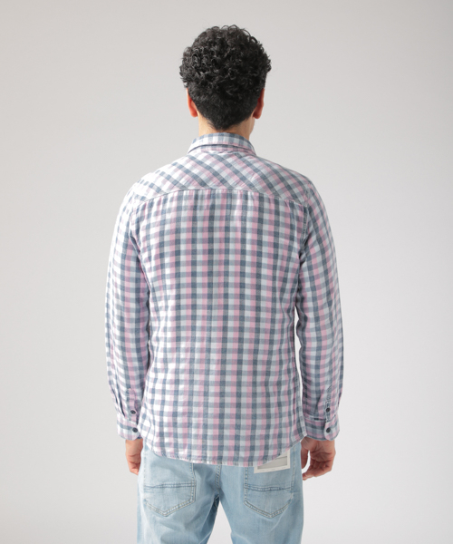 BAYFLOW(ベイフロー)の「インディゴガーゼチェックシャツ(シャツ/ブラウス・メンズ・ブルー/レッド・SMALL/MEDIUM/LARGE)」の13枚目の写真