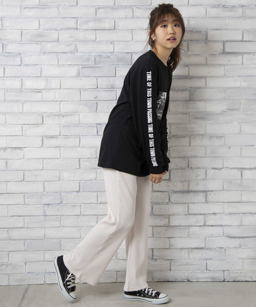 WEGO（ウィゴー）の「WEGO/フレアリブパンツ（その他パンツ・レディース・ブラック/ベージュ/アイボリー/ライトブラウン/杢グレー/オレンジ・FREE）」の10枚目の写真