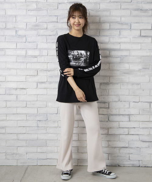 WEGO（ウィゴー）の「WEGO/フレアリブパンツ（その他パンツ・レディース・ブラック/ベージュ/アイボリー/ライトブラウン/杢グレー/オレンジ・FREE）」の11枚目の写真