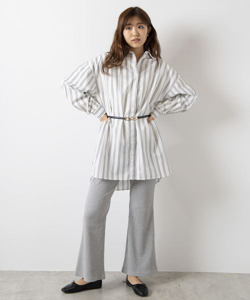 WEGO（ウィゴー）の「WEGO/フレアリブパンツ（その他パンツ・レディース・ブラック/ベージュ/アイボリー/ライトブラウン/杢グレー/オレンジ・FREE）」の17枚目の写真