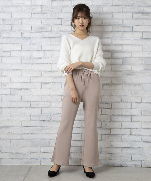 WEGO（ウィゴー）の「WEGO/フレアリブパンツ（その他パンツ・レディース・ブラック/ベージュ/アイボリー/ライトブラウン/杢グレー/オレンジ・FREE）」の21枚目の写真