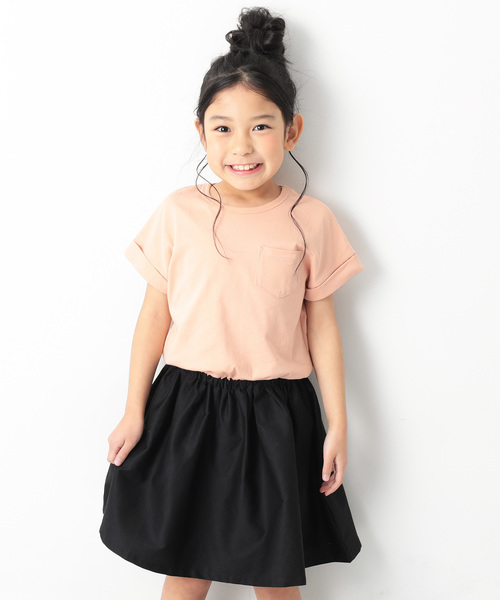 devirock（デビロック）の「半袖ドッキングワンピース（ワンピース・キッズ・ブラック系その他2/グレー系その他2/グレー系その他/チャコール/オフホワイト/ブラック系その他/ピンク系その他/ホワイト/カーキ/ブラック系その他3・110cm/150cm/140cm/160cm/130cm/120cm/100cm）」の10枚目の写真