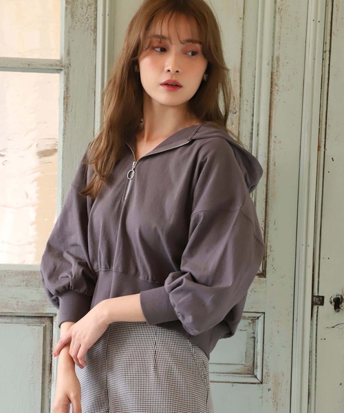 one after another NICE CLAUP（ワンアフターアナザーナイスクラップ）の「リングジップパーカー（パーカー・レディース・オフホワイト/スミクロ/ベージュ/カーキ・FREE）」の2枚目の写真