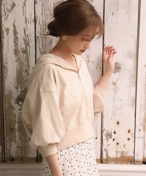 one after another NICE CLAUP（ワンアフターアナザーナイスクラップ）の「リングジップパーカー（パーカー・レディース・オフホワイト/スミクロ/ベージュ/カーキ・FREE）」の18枚目の写真