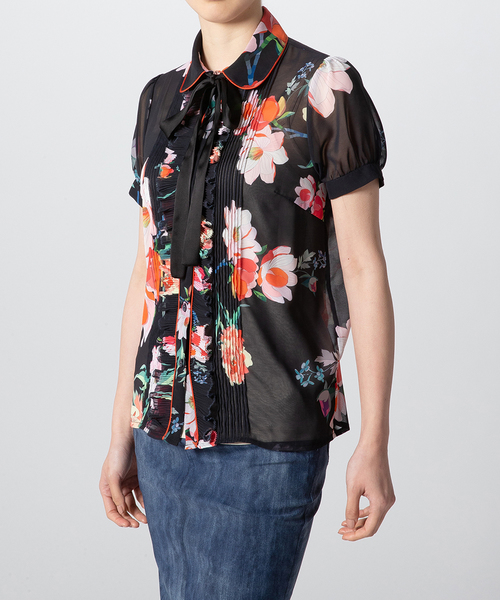 DOUBLE STANDARD CLOTHING(ダブルスタンダードクロージング)の「Sov.ポリエステルシフォンオリジナルブラウス(シャツ/ブラウス・レディース・ミント/ブラック・38/36)」の3枚目の写真