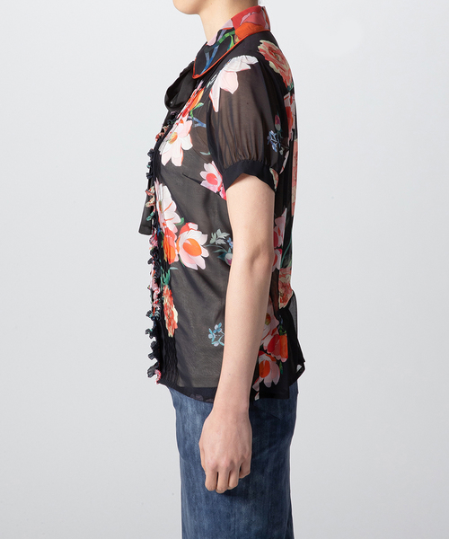 DOUBLE STANDARD CLOTHING(ダブルスタンダードクロージング)の「Sov.ポリエステルシフォンオリジナルブラウス(シャツ/ブラウス・レディース・ミント/ブラック・38/36)」の5枚目の写真