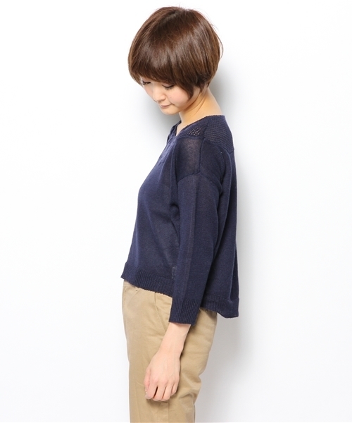 Kastane（カスタネ）の「【Kastane】花モチーフニット（ニット/セーター・レディース・ネイビー/オフホワイト/レッド・FREE）」の9枚目の写真