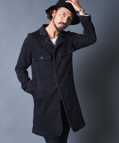 ジャケット・アウター Knit Denim Shop coat Magine（マージン）の「KNIT DENIM SHOP COAT：ニットデニムショップ