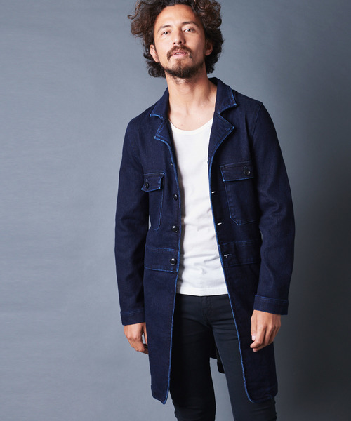 ジャケット・アウター Knit Denim Shop coat Magine（マージン）の「KNIT DENIM SHOP COAT：ニットデニムショップ