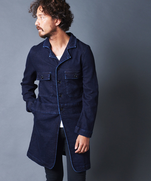 Magine（マージン）の「KNIT DENIM SHOP COAT：ニットデニムショップ