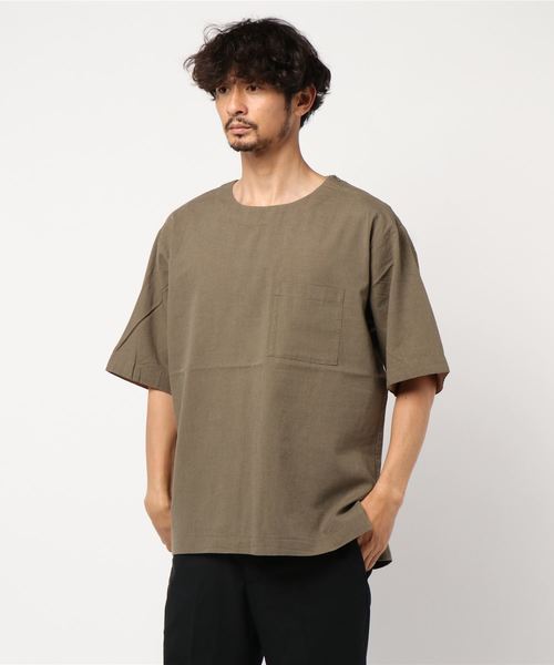 JUNRED（ジュンレッド）の「綿麻布帛プルオーバー（Tシャツ/カットソー・メンズ・ネイビー/オレンジ/グリーン系その他/ホワイト系その他6・L/LL/M/S）」の3枚目の写真