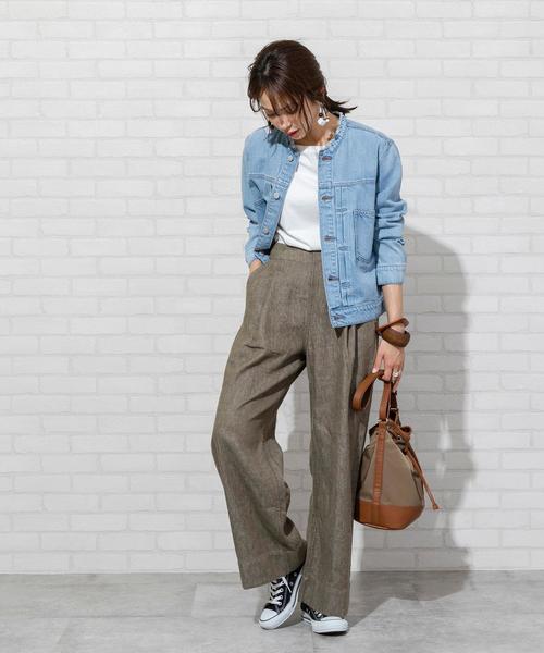 coen（コーエン）の「USAコットンデニムノーカラーGジャン（デニムジャケット）#（デニムジャケット・レディース・ライトブルー/コバルトブルー・FREE）」の19枚目の写真