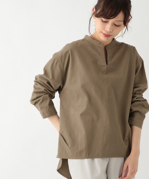 studio CLIP（スタディオクリップ）の「[取扱い店舗限定]コットンツイルスキッパーチュニック（シャツ/ブラウス・レディース・ベージュ/カーキ/ブラック・FREE）」の3枚目の写真