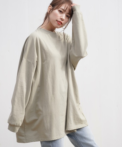 rps(アールピーエス)の「ミニ裏毛ビッグTシャツ(Tシャツ/カットソー・レディース・ブラック/カーキ/モカ/ライトベージュ・M)」の4枚目の写真