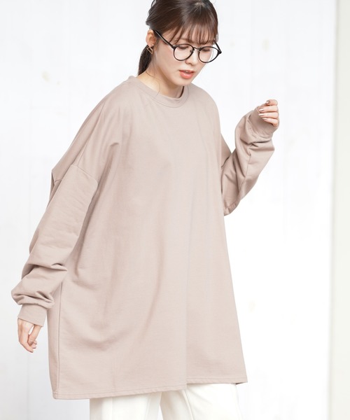 rps(アールピーエス)の「ミニ裏毛ビッグTシャツ(Tシャツ/カットソー・レディース・ブラック/カーキ/モカ/ライトベージュ・M)」の13枚目の写真