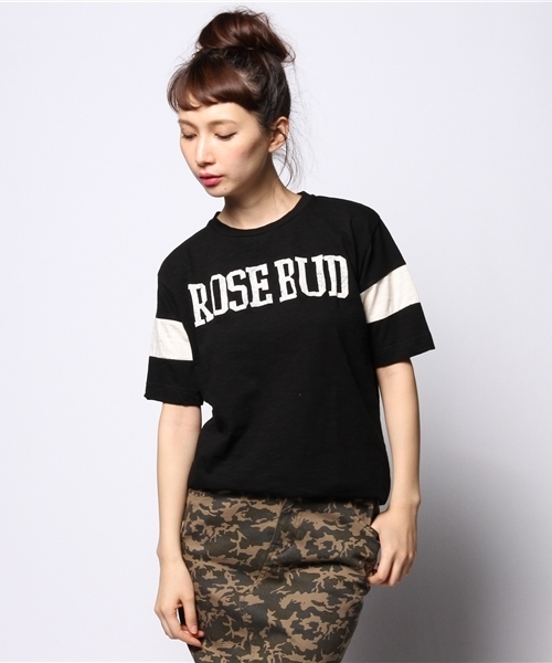 ROSE BUD(ローズバッド)の「LCTT-14250 ROSE BUD C/N H/S-T(Tシャツ/カットソー・レディース・ホワイト/ロイヤルブルー/ブラック・ONE SIZE)」の1枚目の写真