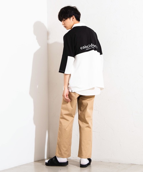 WEGO（ウィゴー）の「WEGO/バイカラードルマンハーフジップ5分袖ポロシャツ（Tシャツ/カットソー・メンズ・ベージュ/ホワイト・MEDIUM/LARGE）」の18枚目の写真