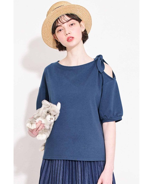 シロップ．（シロップ．）の「ちらっと肩見せリボントップス（Tシャツ/カットソー・レディース・ブラック/ブルー・SMALL/MEDIUM/LARGE/X-LARGE/XX-LARGE）」の5枚目の写真