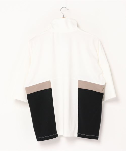 WEGO（ウィゴー）の「WEGO/ハーフジップカラーブロック5分袖ビッグシルエットプルオーバー（Tシャツ/カットソー・メンズ・サックスブルー/ブラック/ホワイト・MEDIUM/LARGE）」の18枚目の写真