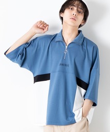WEGO | WEGO/ハーフジップカラーブロック5分袖ビッグシルエットプルオーバー(Tシャツ/カットソー)
