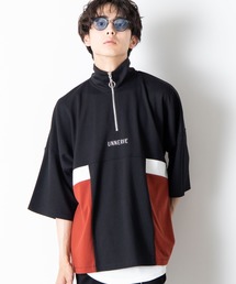 WEGO | WEGO/ハーフジップカラーブロック5分袖ビッグシルエットプルオーバー(Tシャツ/カットソー)