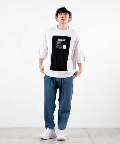 WEGO（ウィゴー）の「WEGO/ボックスブロックビッグシルエットTシャツ（Tシャツ/カットソー・メンズ・ホワイト/ブラック・MEDIUM/LARGE）」の11枚目の写真