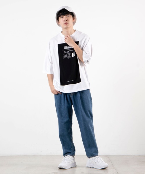 WEGO（ウィゴー）の「WEGO/ボックスブロックビッグシルエットTシャツ（Tシャツ/カットソー・メンズ・ホワイト/ブラック・MEDIUM/LARGE）」の18枚目の写真