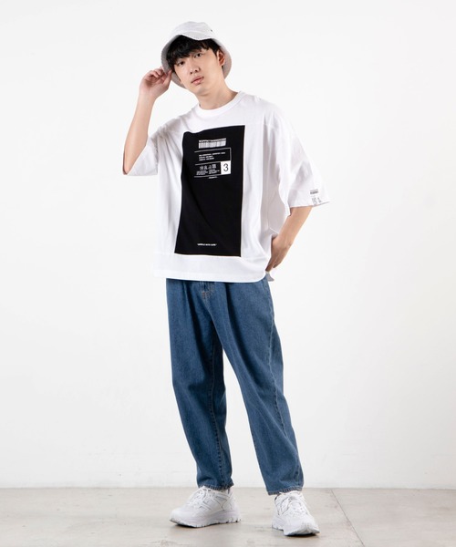 WEGO（ウィゴー）の「WEGO/ボックスブロックビッグシルエットTシャツ（Tシャツ/カットソー・メンズ・ホワイト/ブラック・MEDIUM/LARGE）」の6枚目の写真