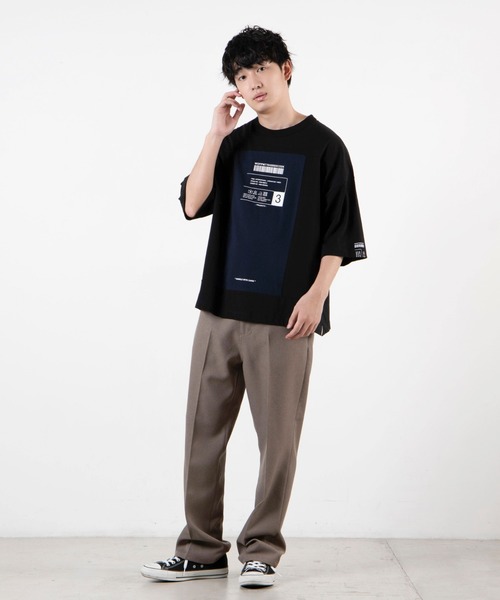 WEGO（ウィゴー）の「WEGO/ボックスブロックビッグシルエットTシャツ（Tシャツ/カットソー・メンズ・ホワイト/ブラック・MEDIUM/LARGE）」の3枚目の写真