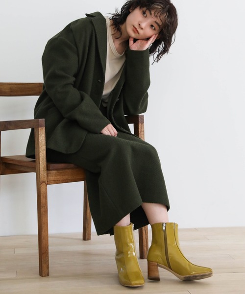 select MOCA(セレクトモカ)の「ウッドヒールスクエアブーツ(ブーツ・レディース・ライトベージュ/マスタード/ブラウン・SMALL/MEDIUM/LARGE)」の6枚目の写真