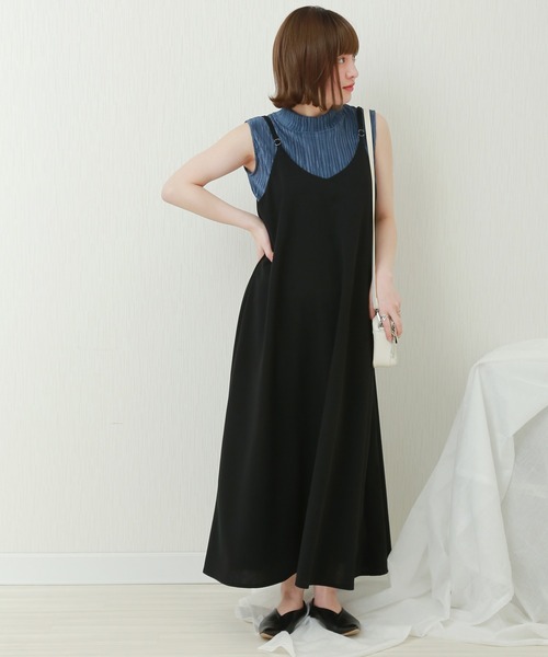 libelle more（リベル モア）の「カットジョーゼット　キャミワンピース（ジャンパースカート・レディース・ブラウン/ブラック/パープル/ラベンダー/グレイッシュベージュ・FREE）」の2枚目の写真